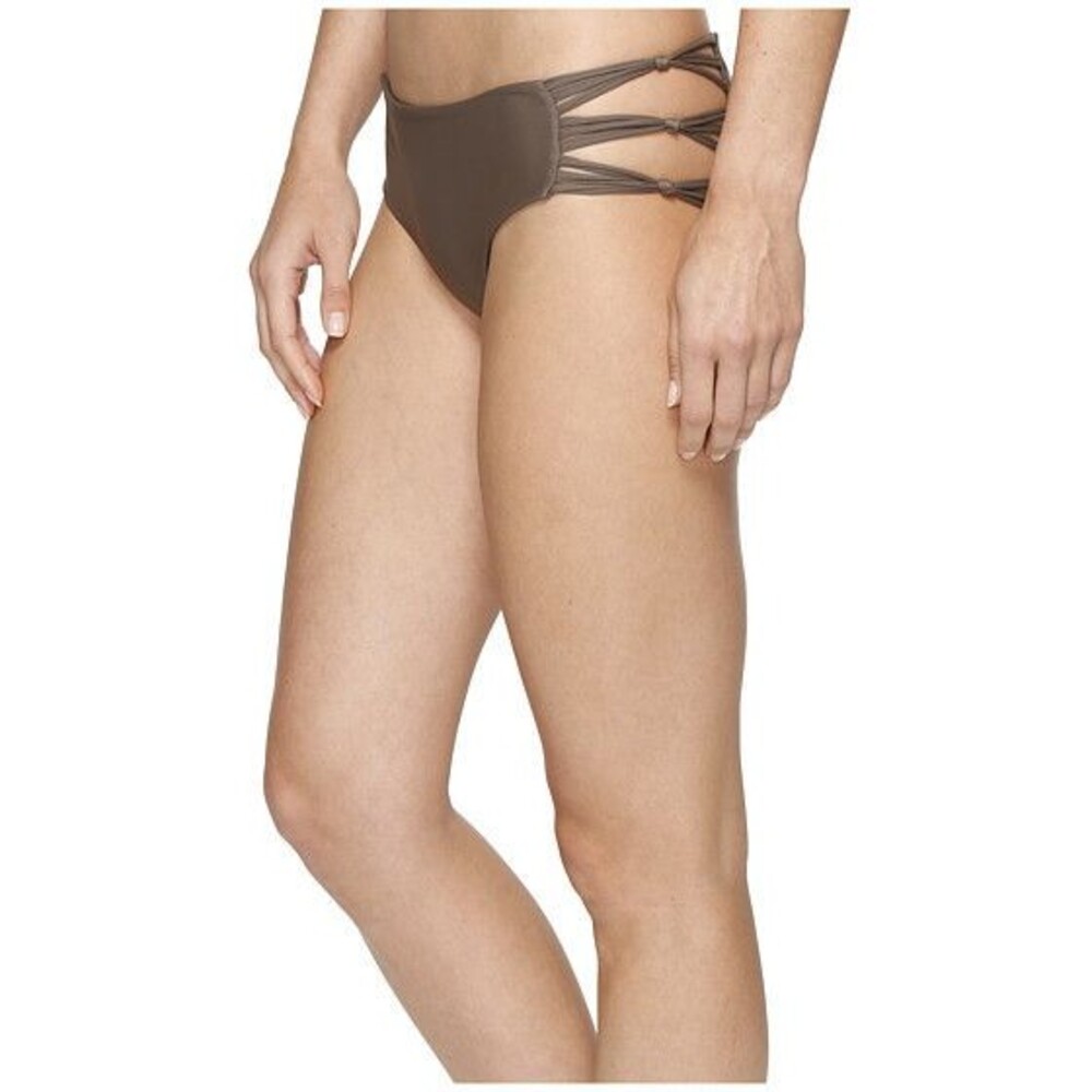 MIKOH Women's Barcelona Strappy Side Knotted Cheeky  Bikini Bottom sz XS Bark